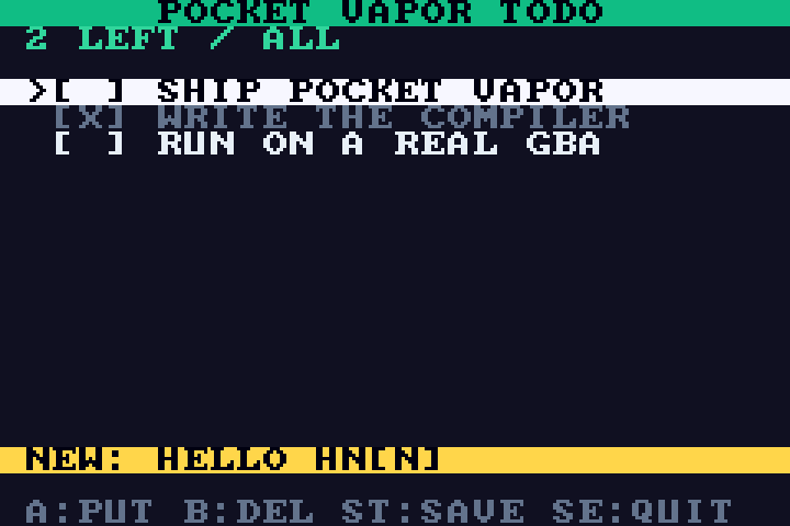 The todo app in edit mode with the amber editor bar